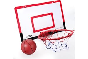 NTMAICHY Indoor Toy Basketball Hoop Set, Mini Over The Door Basketball Hoop with 1 Rubber Balls, Outdoor and Indoor Basketball Toy for Kids Boys Teens