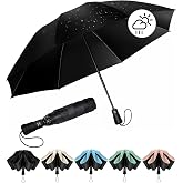 Chakipee Women's Windproof Folding Umbrella - Windproof Inverted Umbrella, Portable Compact Men's Automatic Travel Umbrella,