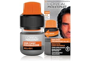 ‎L'OREAL PARIS L'Oréal Paris Men Expert Coloration dla mężczyzn, One-Twist All-in-One, naturalny efekt, łatwe i szybkie zastosowanie, ciemnobrązowy (03)