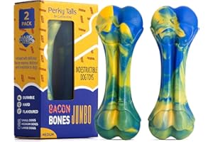 Perky Tails – Almost Indestructible Dog Toys for Small Dogs – Plastic Dog Toys for Aggressive Chewers, Safer Than Rubber – Delicious Bacon Flavour