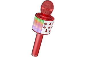 ANKUKA Magic Sing LED Karaoke Mikrofon Kinder, Drahtloses Bluetooth Spielzeug ab 3-12 Jahre Geschenk Mädchen KTV Lautsprecher mit Stimmenverzerrer, Heim KTV Karaoke Maschine für Android, iOS, PC(Rot)