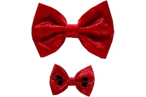 DOD.I_BOUTIQUE New Dogs Bow Tie Valentine's Day Christmas Velvet red LOVE Elastic Band attach COLLAR ACCESSORY Handmade UK (Medium Velvet Red)