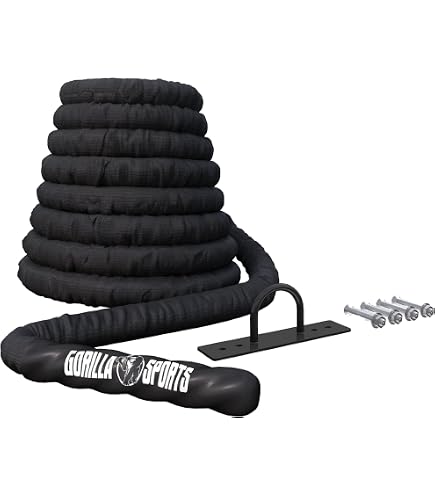 Corde De Bataille Fitness 12m X 38mm - Marque Smart Outdoors, Noire, Entraînement Intensif Gym/bootcamp