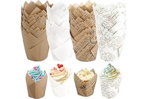 Williyatt Moules Caissettes Cupcake 200 Pièces, Caissettes Muffins Papier, Caissettes Cupcake Tulipe, Caissettes Cupcake pour la Pâtisserie & la Décoration, Idéales pour les Mariages,Fêtes