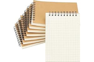 ‎HAKACC HAKACC Notizblock A6 kariert, 8 Stück Spiralblock klein, 80 Blatt pro Block, kariertes Papier Notizbuch abreißbar für Schule Büro Kinder Geschenk