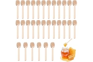 NAMIS 30 Piezas Cuchara Miel Madera de 8cm Palitos de Madera Miel Palos Miel Pequeños Mini Varilla de Agitación de Madera para Dispensar Miel Mermelada Jarabe y Regalo de Cumpleaños de Bodas