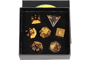 Amogeeli 7 Pièces œil-de-Tigre Cristal Jeux de DND Dés Polyèdre Récréation Jeux de Table Dice Set, Polies Pierres Dés pour RPG MTG Jeux de Rôle Pierre Ornements Décoration