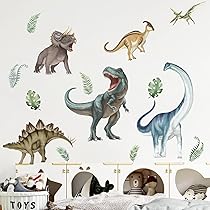 Vinilos Decorativos De Tela Con Diseño De Dinosaurios En Acuarela Para La Habitación De Un Bebé. - España