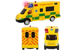 D.A.Y. Republic UK 1:40 Scale Emergency Ambulance Toy With Flashing Lights & Sounds, Friction Powered Play Vehicle, for Boys and Girls