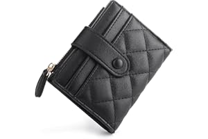 CHAOFANXI Portafoglio Donna Piccolo in Pelle da Donna, Portamonete Piccoli Bifold Piccola Corto Portamonete con Cerniera e chiusura a Scatto Scomparti con Diversi Scomparti per Carte, Nero