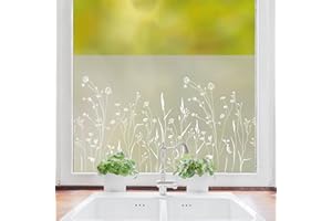 ‎WANDTATTOO LOFT Sichtschutzfolie mit Einer Wilden Blumenwiese, Fensterfolie Fensterdeko Milchglasfolie, 55 cm hoch, 75 cm breit