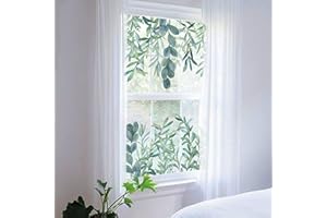 funlife Adesivi per Finestre Aggrappante Statico Pellicola per Finestre, Adesivi Vetro Decorativi Rivestimenti per Bordo della Finestre per Cucina, Ufficio, Bagno, Foglie grandi di primavera