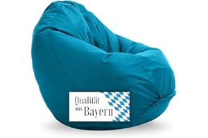Bruni – Pouf Classico di taglia M, colore celeste, con sacco interno e fodera rimovibile, perline EPS per uso alimentare, per lettura, prodotto in Germania