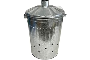 AB Tools Duży ocynkowany kosz do spalania + pokrywka palnik na odpady na śmieci ogrodowy 1 szt