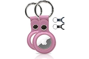 WLine 2 Porta AirTag Apple in Pelle PU - Portachiavi Compatibile con Air Tag con Chiusura a Molla per Zaini o Animali (Rosa)