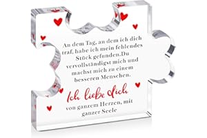 OEAGO Valentinstag Romantisch Geschenk für Sie Ihn, Graviertes Acryl Block Puzzle Geschenke für Frauen Sie Freundin, Valentinstagsgeschenke für Sie an Valentinstag Geburtstag Jahrestag Weihnachten