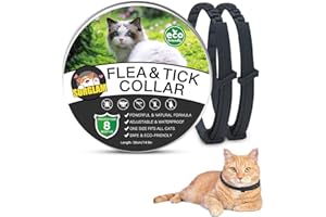 SURGLAM Collare Antipulci e Zecche per Gatti, Collare Antipulci per Gatti Impermeabile Misura Regolabile e Naturale con Protezione di 8 Mesi, pulci e zecche Trattamento Efficace per Gattini (2PC Nero)