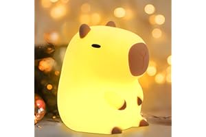Okayera Cute Capybara Night Light, Silicone Rechargeable LED Animal Lamp with Portable Dim, Perfect Birthday Christmas Easter Gifts for Kid, Best Home Bedroom Decor