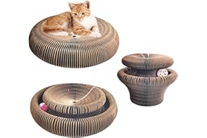 Leisuremix Magic Organ Cat Scratching Board 36cm lang, Katzenspielzeug Selbstbeschäftigung aus Pappe mit Glockenball für Katzen, Katzenzubehör Indoor