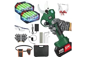 NUZEKY Forbici Potatura Elettriche 50mm: Forbice Potatura a Batteria con 2 * 3000mAh, Cesoia Tagliaerba con Display Digitale per Giardinaggio,Arbusti,Uva,Olive,Fattoria