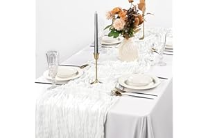 PESONLOOK 2Pack tischläufer weiß, weißer rustikaler Tischläufer Weiss, 90x 300cm Käsetuch-Gaze-Tischläufer Käsetuch Boho-Tischläufer für Hochzeit,Party-Dekoration (weiß)