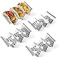 Chbuuero Taco Holders Set of 4, Taco Stand, Stainless Steel Taco Holder, Each Can Hold 3 Tortillas, with Easy-Access Handle, Fits Microwave, Air Fryer and Oven