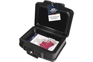 HMF 250452 Feuerfeste Wasserdichte Dokumentenbox | DIN A4 | 44,5 x 16,5 x 33 cm | schwarz