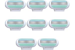 KSYWYDU 8 Pièces Recharge de Lames pour Femme, 3 Lames avec Bande Lubrifiante Compatibles Venus Manches, Rasage Précis et Doux, Idéales pour Peaux Sensibles, Peau Lisse et Protégée, Anti-Irritations, Bleue