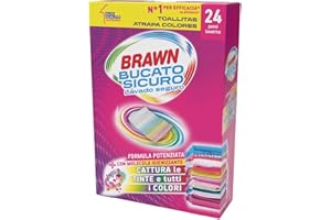 Brawn Bucato Sicuro Foglietti Acchiappacolore, Formula con Molecola Igienizzante Cattura le Tinte e i Colori, Confezione da 24 Foglietti