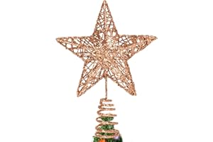 GXFCING Christbaumspitze Baumspitze Stern Glitzer 3D Metallic Weihnachtsbaumspitze Tannenbaum Spitze Stern für Weihnachtsbaum Christbaumschmuck 20 x 15cm (Champagner, M)