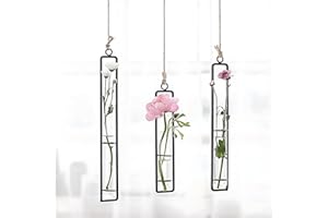 VELLICHOR EUROPE 3 Beautiful Hanging Plant Holders for Bud Propagation | Rope/Metal/Glass | Minimalist Boho Design | Indoor Flower Station Decor | 3 Different Sizes | Hanging plant pots | Macrame Plant Hanger