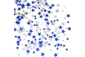 Giftota Silver Blue Star Confetti, Table Star Confetti, 30g Twinkle Glitter Star Sequin Foil Scatter for Wedding Birthday Party Festival Decorations Supplies (Blue Silver)