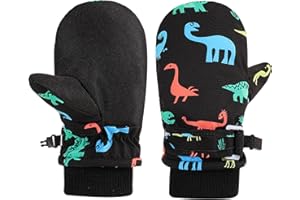 QKURT Guantes de Esquí para Niños, Guantes de Nieve de Invierno Impermeables, Guantes de Snowboard Antideslizantes a Prueba de Viento, Guantes Cálidos con Forro Polar para Niños y Niñas de 2 a 8 Años