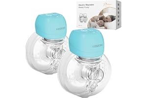 KISSBOBO Sacaleches Electricos, Sacaleches manos libres doble, extractor de leche materna, Bajo Ruido Recargable Inalámbrico 3 Modos 9 Etapas Sacaleches con 21mm/24mm (Azul 2 Piezas)