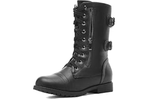 DREAM PAIRS Women's Fashion Winter Mid Calf Boots Built-in Wallet Pocket Daily Commuter Ankle Booties Comfortable and Waterproof Military Combat Boots for UK Ladies