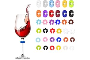 DuDuZui Marque Verre à Vin, 36PCS Marqueurs de Verre à Vin en Silicone, Verre et Tasse pour Fête,Anniversaire,Noël,Carnaval, Banquet, Mariage, Graduation