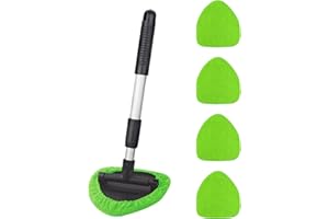 Flaconi Kit Pulizia Auto,Pulitore per Parabrezza Auto,Pulizia Auto Estensibile con 4 Pastiglie in Microfibra Lavabili E Riutilizzabili,Adatto per Rimuovere Grasso e Sporco sui Parabrezza di Auto,SUV