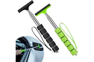 Side Mirror Squeegee, 2 PCS Car Mirror Squeegee, Retractable Car Rearview Mirror Wiper for All Vehicles, Universal Automotive Accessories by ZITSMS(Black/Green)