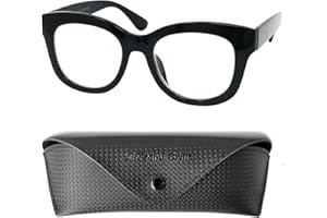 Mini Brille Occhiali Anti Luce Blu con Lenti Rettangolari Trasparenti, Montatura Grande in Plastica, Computer Occhiali Oversize da Lettura Donna