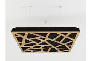 UA ACOUSTICS Lot de 4 panneaux acoustiques montés au plafond avec kit de montage | Panneaux insonorisants et diffusants | Réduction d'écho | Traitement acoustique | Couleur : (Chêne, SKYROSS)
