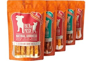 PACK'N PRIDE Dog Treats, 5 Pack*90g=450g, Chicken and Duck Chewy Twists, Rawhide Dog Chews with Pure Natural Meat, Low-Fat, and High in Protein for Small&Medium Dogs