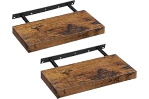 ‎VASAGLE VASAGLE LWS24BX-2 Wall Shelves, Set of 2, Floating Shelf, Shelf, 20 x 40 x 3.8 cm, Wall Shelf for Picture Frame, Decoration, Shelf for Living Room, Study, Kitchen, Vintage Brown