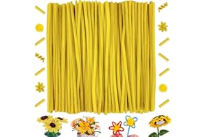 OUYIWEIMAOYI 200 Pcs Bastoncini in ciniglia, Scovolini colorati，Steli di ciniglia decorativi,Decorativi in ciniglia Per Artigianato fai da te, Decorazioni, Natale,Creativi lavoretti (Yellow)