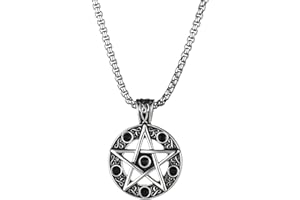 JewelryWe Biżuteria męska łańcuszek na szyję ze stali nierdzewnej w kształcie gwiazdy pentagram wisiorek z łańcuszkiem 50 cm na prezent dla mężczyzn