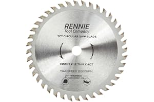 RENNIE TOOL COMPANY Rennie Tool Lama circolare per legno da 135 mm x 12,7 mm x 40T TCT, include anelli di riduzione