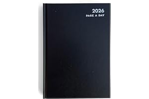 ZOPPER A4 2026 Day a Page Diary Black Hardback Casebound Planner with Ribbon Marker Full Year Daily Organiser for Home, Office, Business & Personal Use