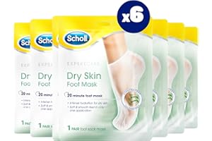 Scholl Expertare Dry Skin Foot Mask - Nourishing Foot Mask with Coconut Oil, Urea, and Shea Butter - Up To 24-Hour Moisture for Dry Foot Skin - 6 Pairs of Foot Mask Socks