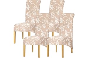 Leorate High Back Chair Covers Stretch Spandex Printing Chair Slipcover Seat Cover for Home Dining Room Kitchen Hotel Color-840 4 Pieces