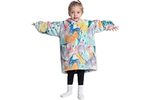 JOREAY Kids Oversized Blanket Hoodie, Little Girls Boys Snuggle Fleece Hooded Wearable Blanket, Fluffy Giant Sweatshirt for Toddler