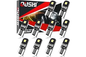 OUSHI T10 LED Bulb, Canbus Error Free W5W 501 194 168 2825 High Power 3030 Chipsets 12V Replacement Bulb for Car Interior Dome Map Door Courtesy License Plate Light, 6500K Xenon White(Pack of 10)